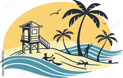 tropical island with palm trees