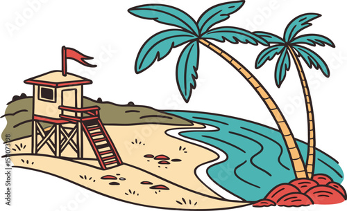 tropical island with palm trees