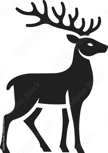 Simple Minimalist Deer Vector Art, Elegant Running Deer Illustration, Deer silhouette on White or Transparent Background