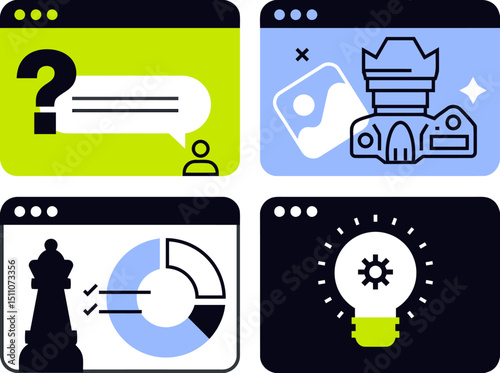Business strategy planning marketing content creation ideas and solutions illustration concept design vector art illustration