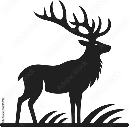 Simple Minimalist Deer Vector Art, Elegant Running Deer Illustration, Deer silhouette on White or Transparent Background