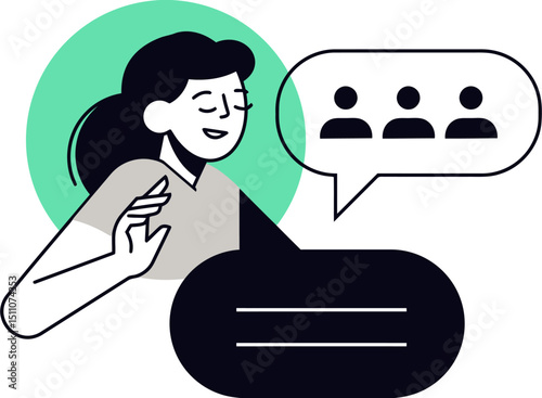 Woman illustration communication chat online meeting conference call vector design graphic art vector art illustration