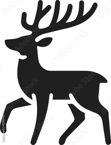 Simple Minimalist Deer Vector Art, Elegant Running Deer Illustration, Deer silhouette on White or Transparent Background