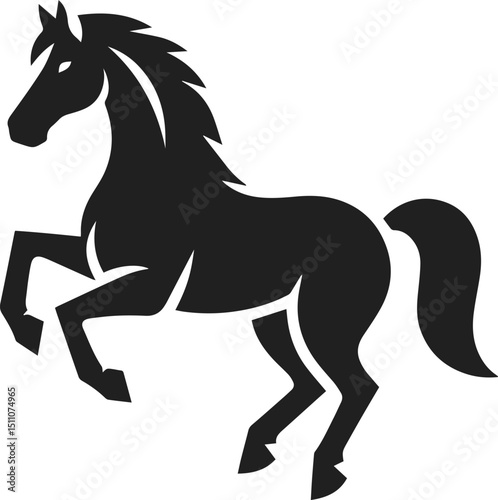 Simple Minimalist Horse Vector Art, Elegant Running Horse Illustration, Horse silhouette on White or Transparent Background