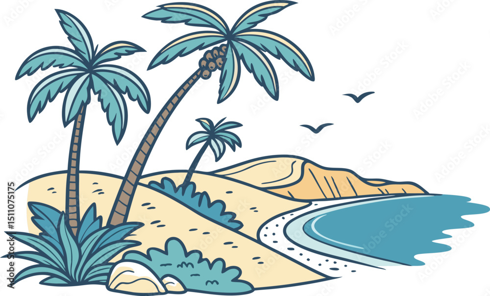 Obraz premium vector illustration of a tropical beach