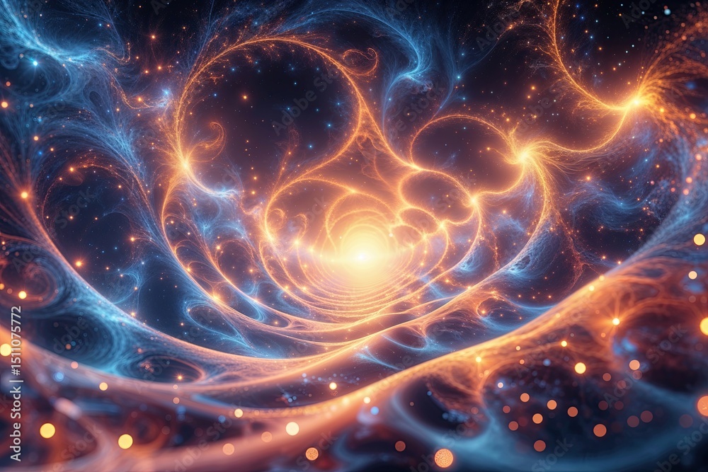 Obraz premium Otherworldly Cosmic Background for Digital Wallpaper with Soft Ambient Texture and Fractal Flow Warm Aura