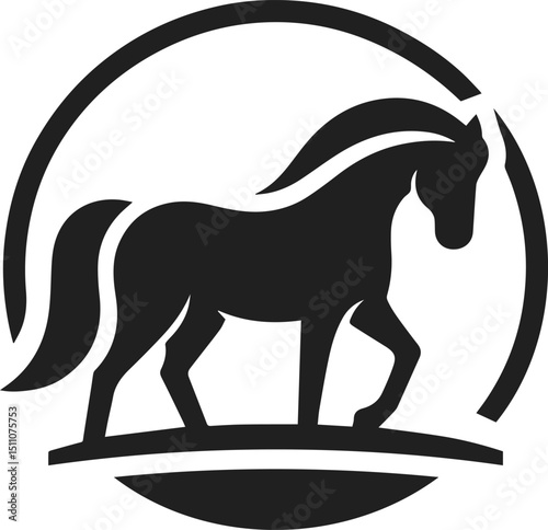 Simple Minimalist Horse Vector Art, Elegant Running Horse Illustration, Horse silhouette on White or Transparent Background
