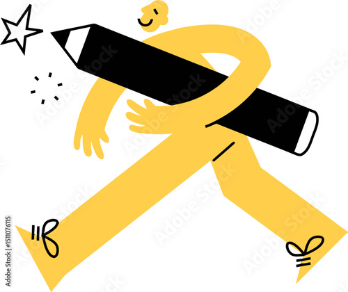 Illustration vector character graphic design cartoon art yellow happy walking person abstract shape style vector art illustration photo