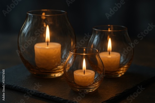 Elegant glowing glass candle holders for cozy home decor and relaxation ambiance