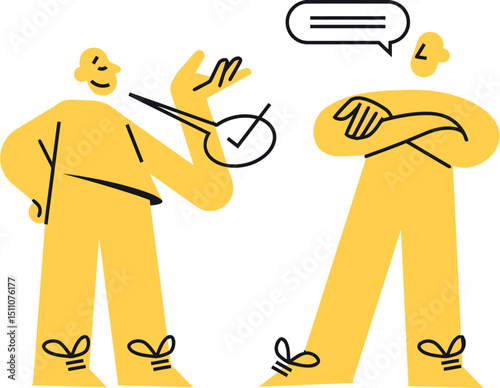 Illustration people talking conversation discussion communication dialogue interaction yellow figures design art vector art illustration