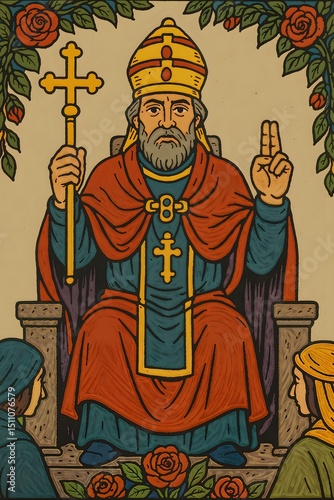 The Hierophant Tarot Card – Traditional Red Robes