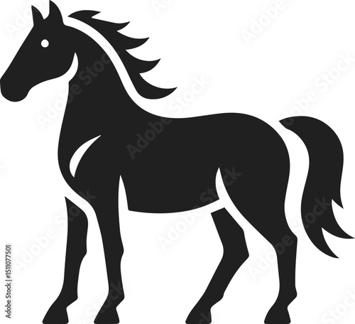 Simple Minimalist Horse Vector Art, Elegant Running Horse Illustration, Horse silhouette on White or Transparent Background