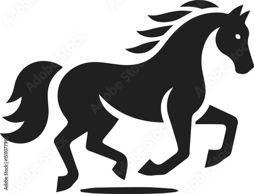 Simple Minimalist Horse Vector Art, Elegant Running Horse Illustration, Horse silhouette on White or Transparent Background