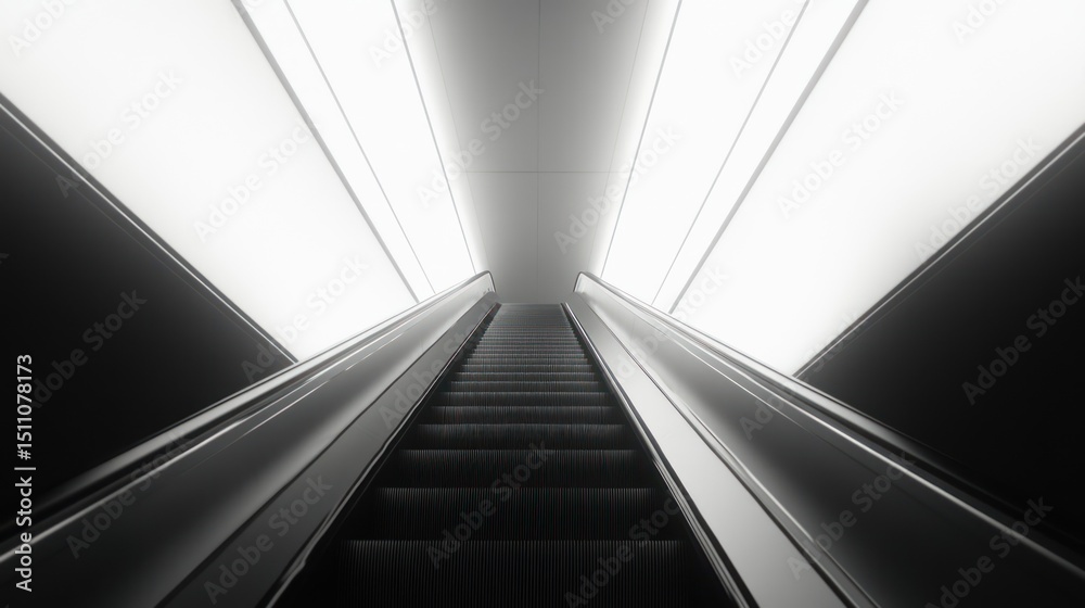 Obraz premium Modern escalator, bright, futuristic