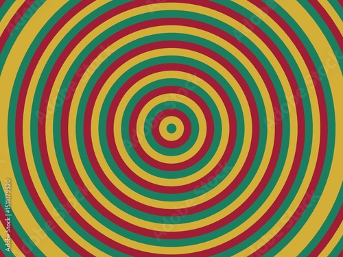 Vibrant concentric circles in gold, green, and maroon create a mesmerizing background perfect for modern design projects.