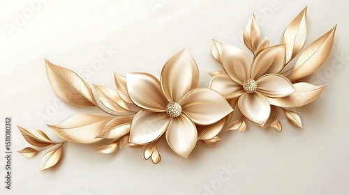 Floral 3D design, gold accents