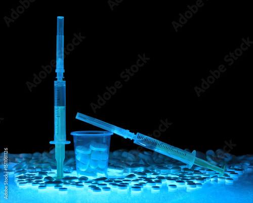Overmedication or drug addiction photo