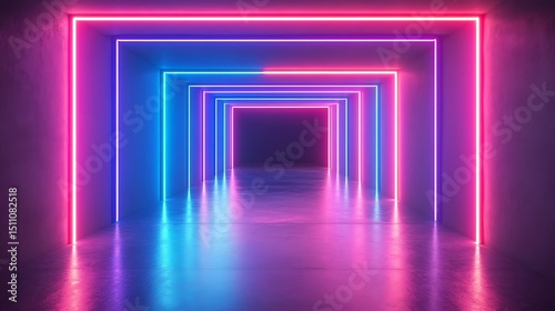 Neon tunnel of vibrant colors
