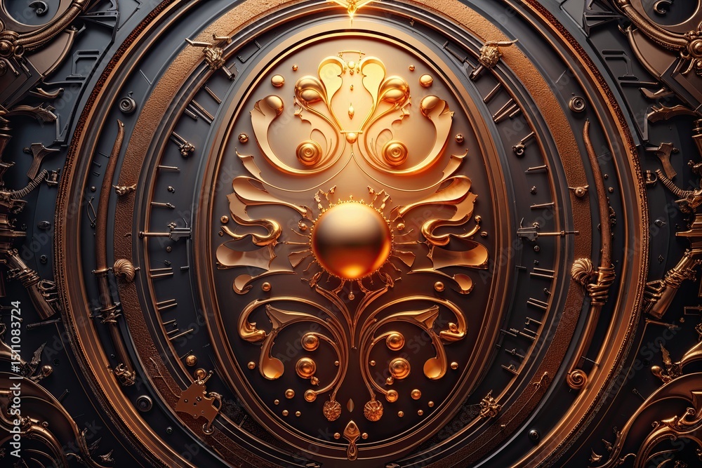Obraz premium Vibrant Bronze Halftone Oval Background for Technology and Science Applications