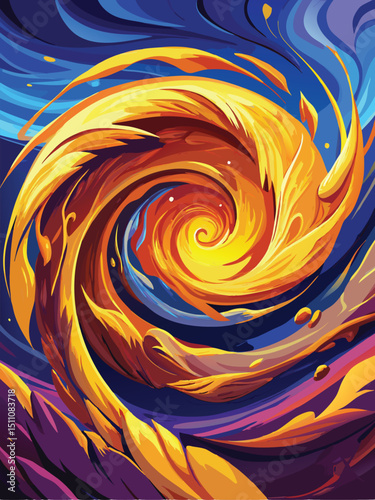abstract fractal background with fire blue orange color