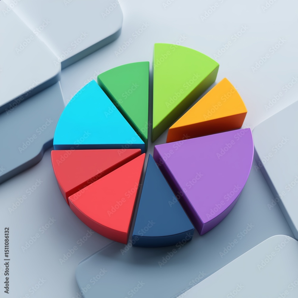 Fototapeta premium Colorful Pie Chart, Colorful Pie Chart, Colorful Pie Chart - Data Visualization, Business Analytics, Market Share, Infographic, Statistics