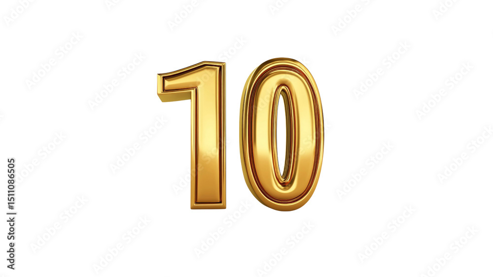 Golden Number Ten, 3D Render of Luxury Number 10 Golden Number Ten, 3D Render of Luxury Number 10