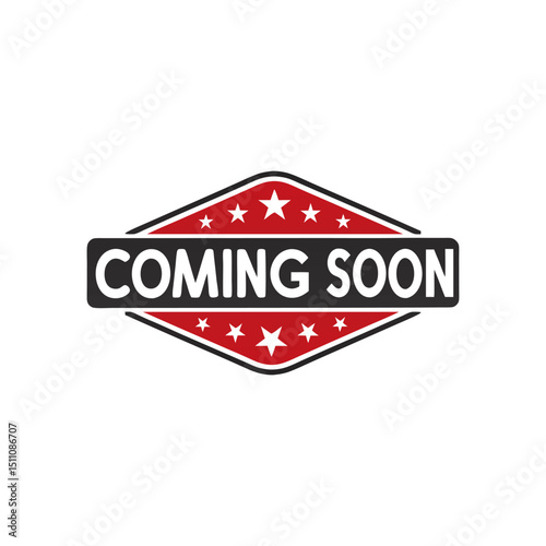 coming soon badge style label vector design.