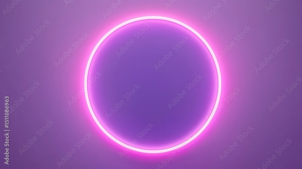 Obraz premium Neon circle design, bright purple background