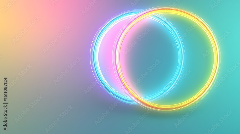 Fototapeta premium Neon rings on gradient background