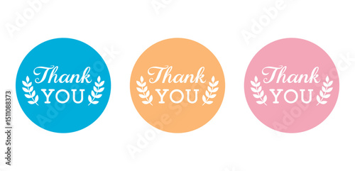 Thank You  label sticker vector colorful  style design.