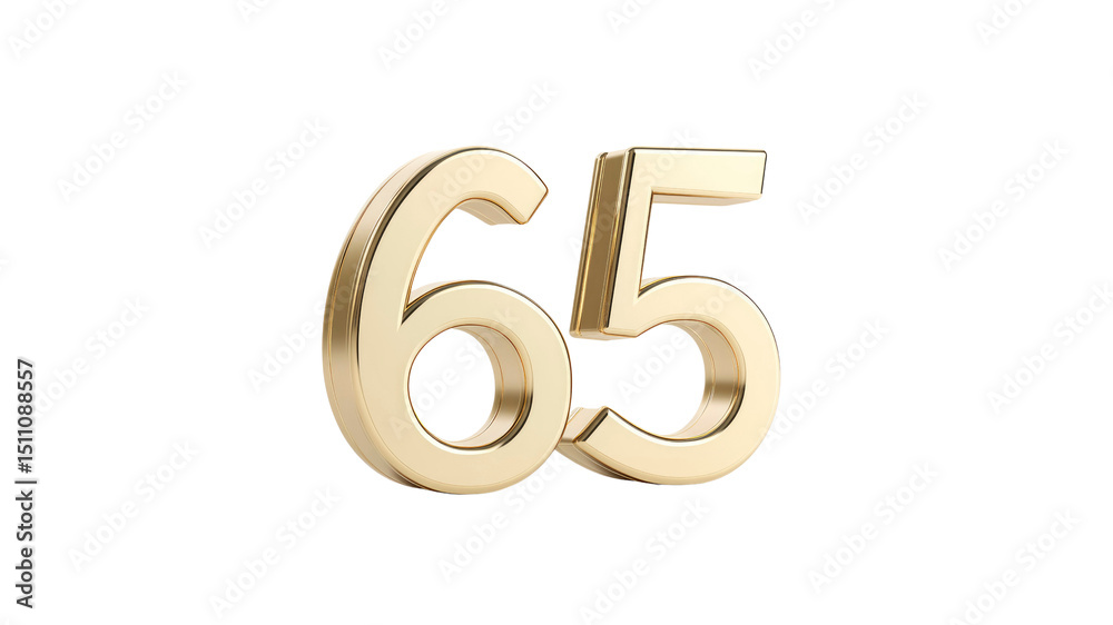 Golden Number Sixty-Five 3D Render Golden Number Sixty-Five 3D Render