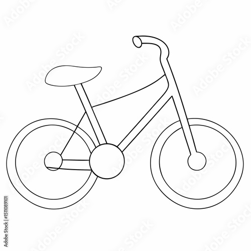 Bicycle coloring page simple and minimal line art illustration on white background