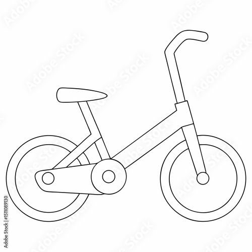 Bicycle coloring page simple and minimal line art illustration on white background