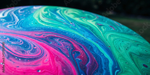 Abstract Liquid Marble Effect in Neon Colors