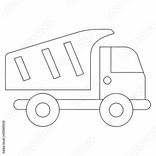 Lorry coloring page simple and minimal line art illustration on white background