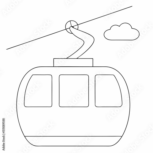 Ropeway coloring page simple and minimal line art illustration on white background