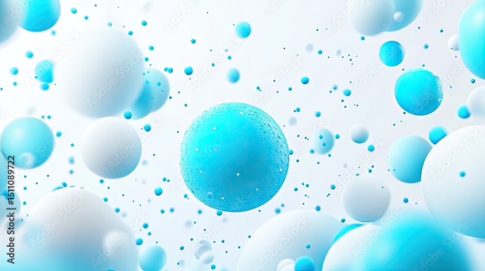 Obraz premium Abstract background of blue and white spheres in a three-dimensional space.