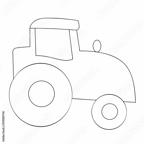 Tractor coloring page simple and minimal line art illustration on white background