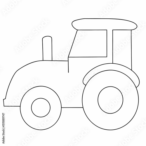 Tractor coloring page simple and minimal line art illustration on white background