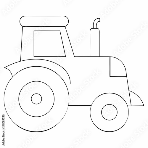 Tractor coloring page simple and minimal line art illustration on white background