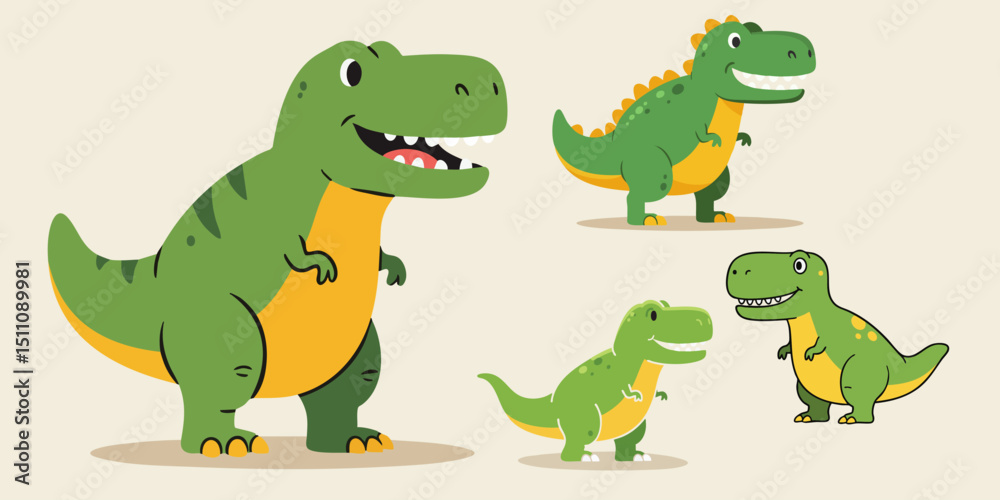 Fototapeta premium Cartoon Dinosaur Characters