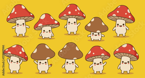 ute Cartoon Mushroom Icons