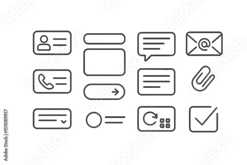 Minimalist line icons for communication and interface design