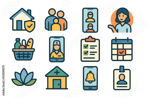 Healthcare and communication icons for mobile applications and digital services