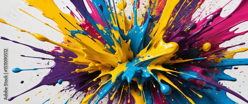Abstract Splatter Paint with High Contrast Colors