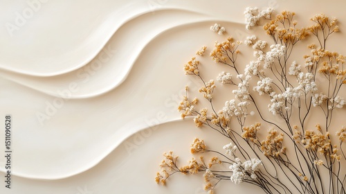 Dried flowers on beige background