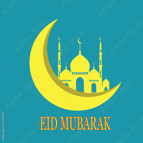 happy eid  mubarak card in vector