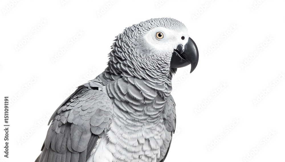 Naklejka premium Elegant Parrot with Fluffed Feathers Facing Sideways
