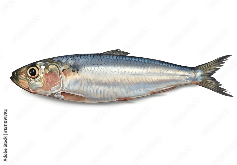 Herring Fish with Silver Body and Blue Tint Herring Fish with Silver Body and Blue Tint