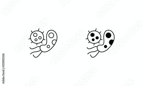 Microorganisms  icons set Line and Glyph black vector icon stock illustration
